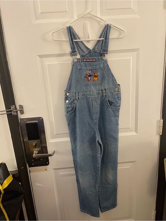 Disney Pants - Vintage Winnie the Pooh Light Wash Denim Overalls w/ Embroidered Patch - Size 14